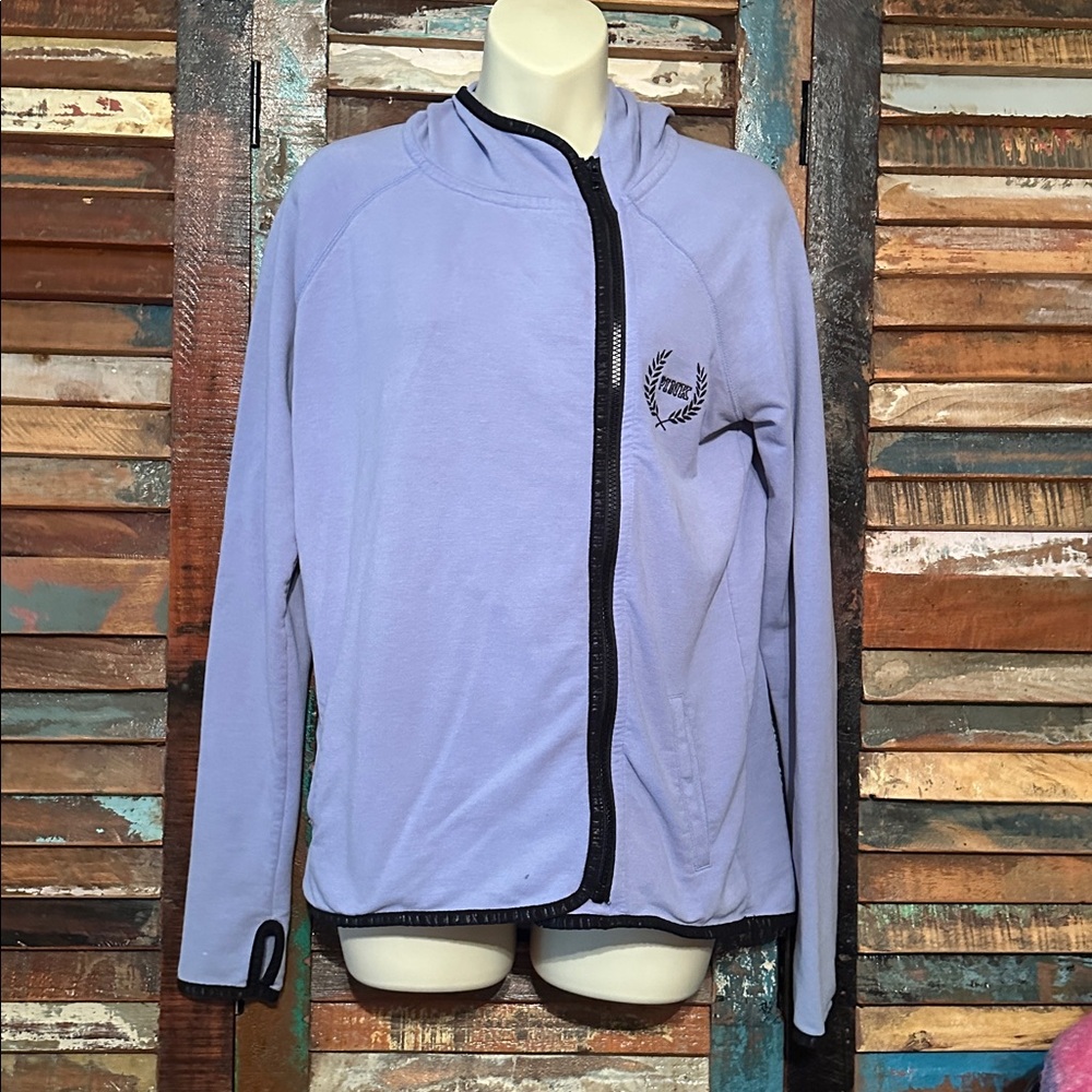 Victoria's Secret Pink Zip Hoodie with lavender color Black Accents